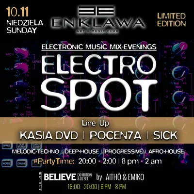 ELECTRO SPOT ENKLAWA | NIEDZIELA 10.11 ELECTRO SPOT ENKLAWA | NIEDZIELA 10.11